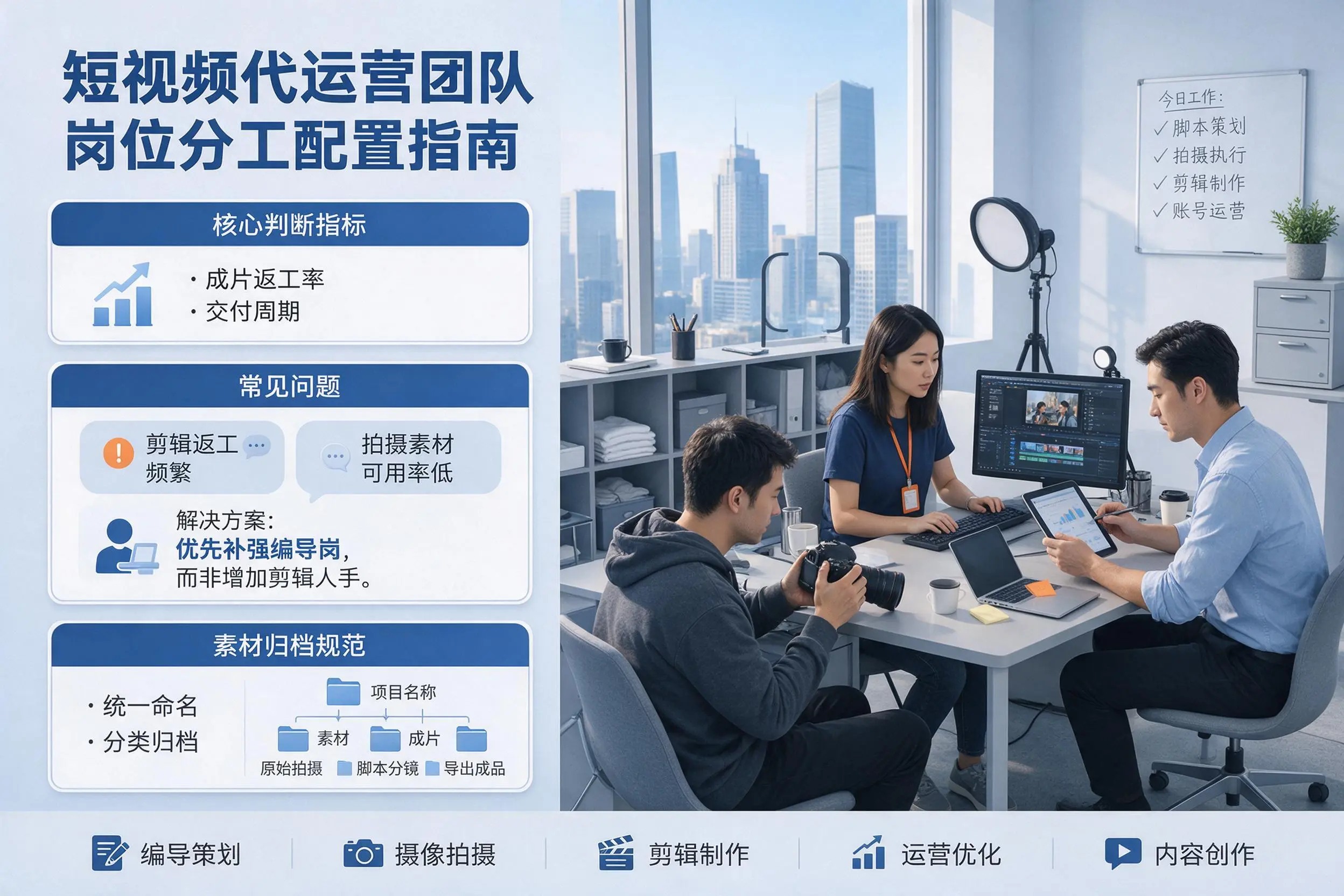 短视频代运营团队如何配置？儋州企业岗位分工科普说明