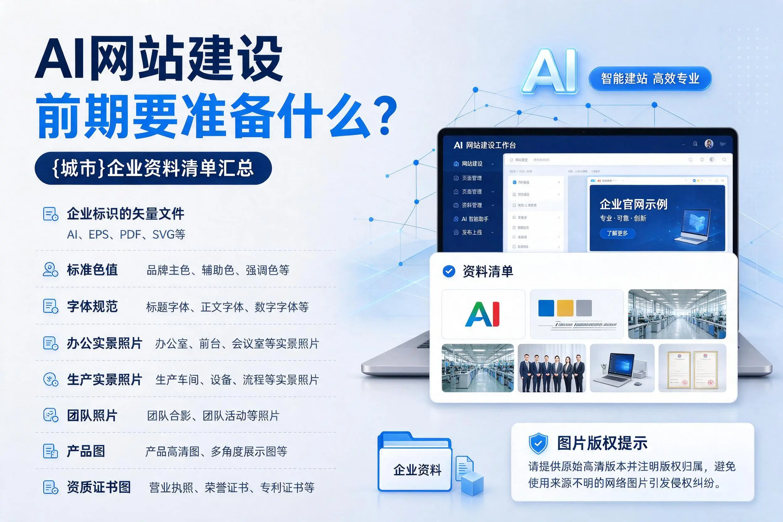 AI网站建设前期要准备什么?儋州企业资料清单汇总